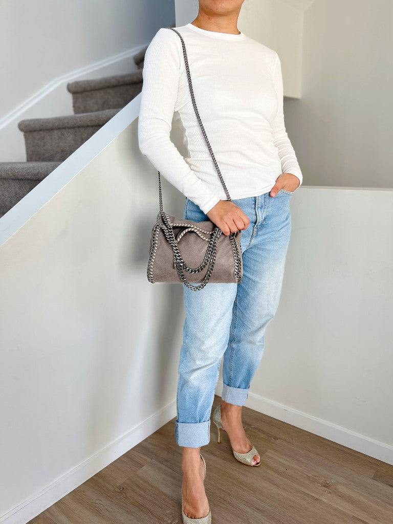 Stella Mccartney Grey Signature Falabella 2 Way Shoulder Bag Excellent
