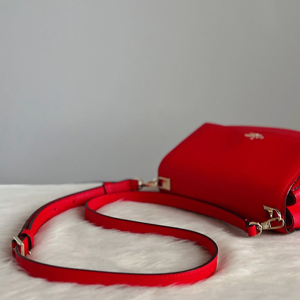 Kate Spade Red Leather Front Logo Crossbody Shoulder Bag Like New