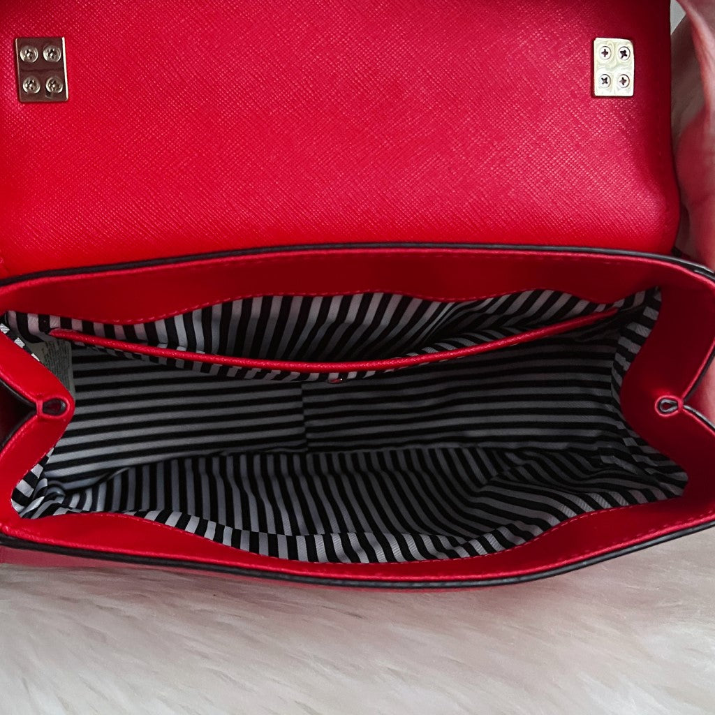 Kate Spade Red Leather Front Logo Crossbody Shoulder Bag Like New