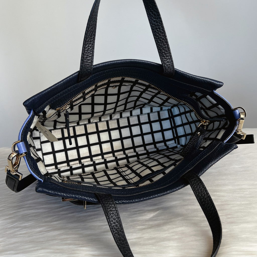 Kate Spade Two Tone Leather Front Logo Career 2 Way Shoulder Bag Like New