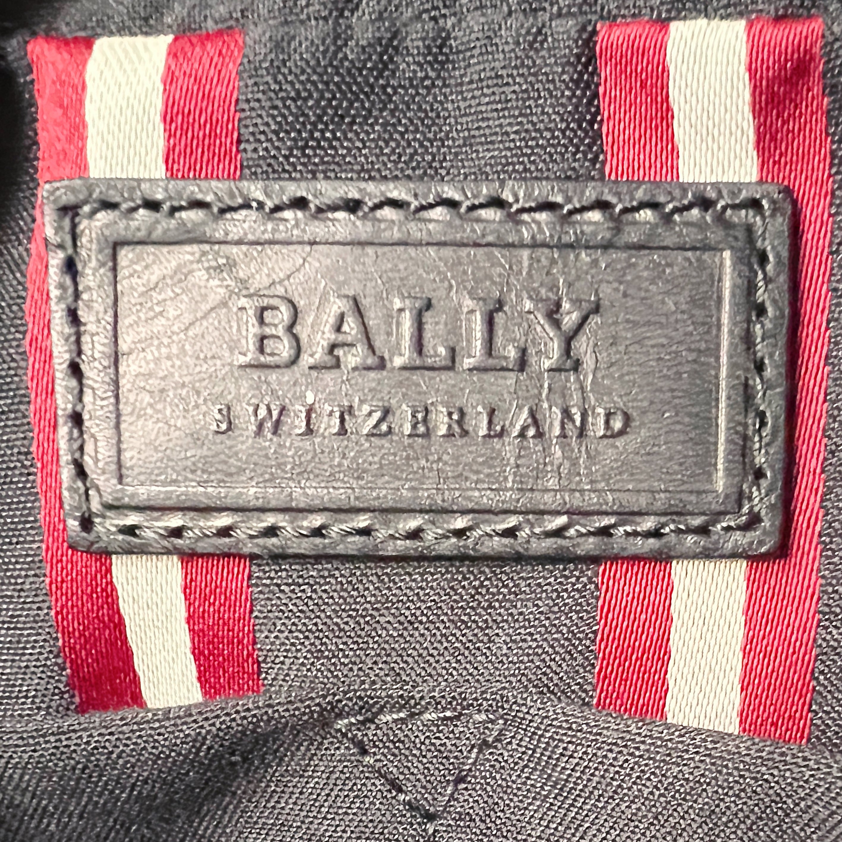 Bally Black Leather Stripe Strap Front Logo Bum Bag Excellent