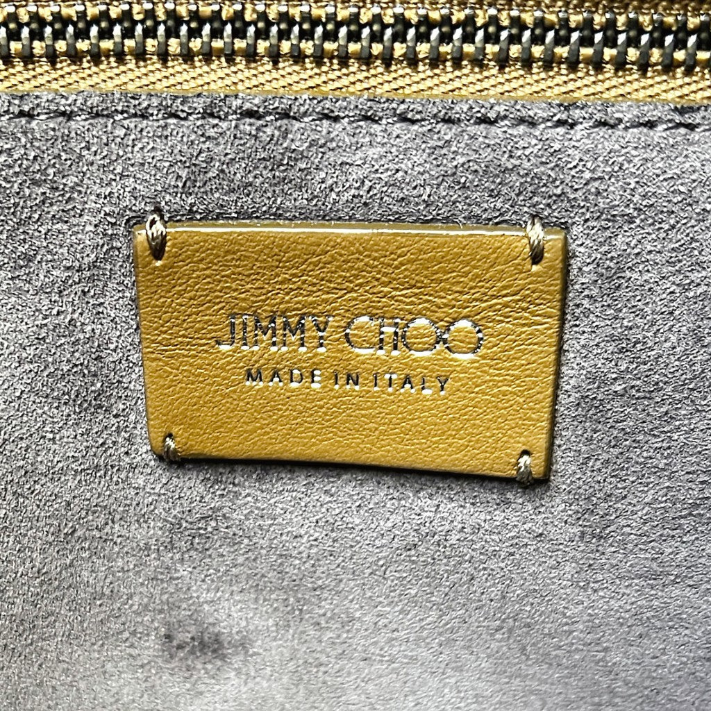 Jimmy Choo Olive Suede Front Logo Chain Detail Crossbody Shoulder Bag Excellent