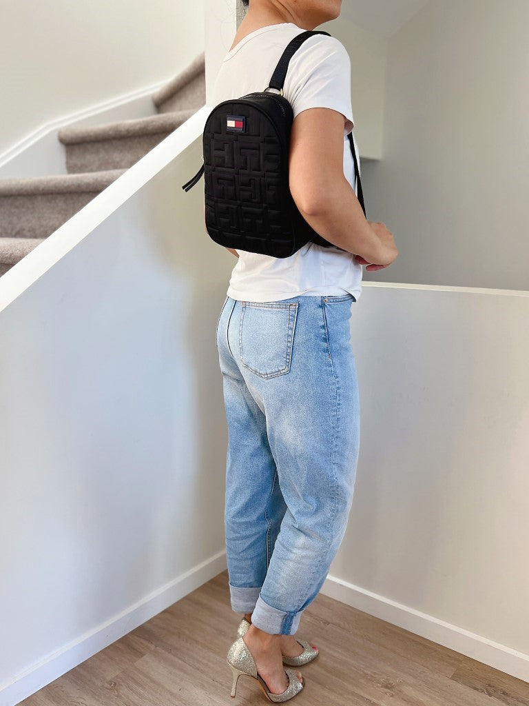 Tommy Hilfiger Navy H Pattern Small 2 Way Backpack