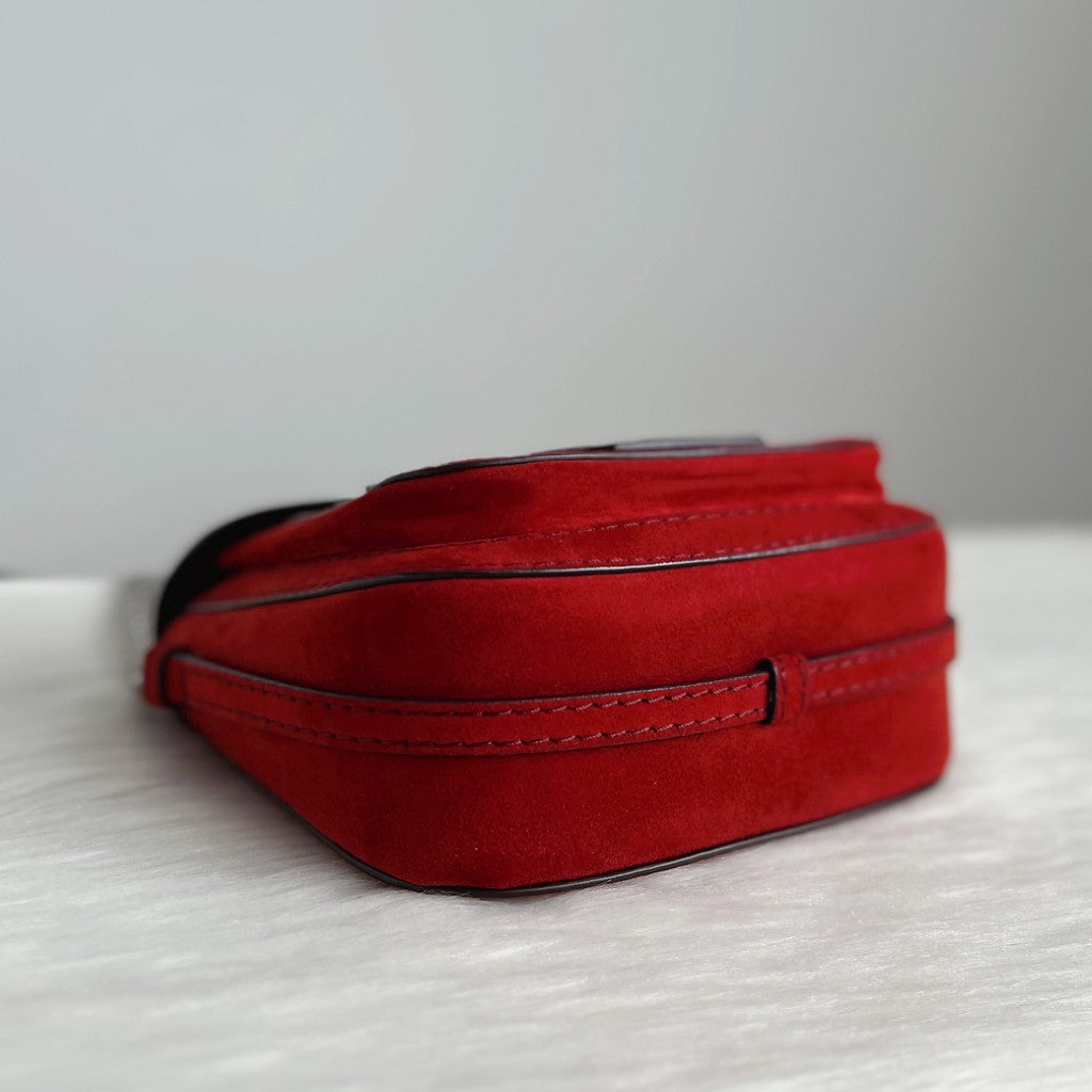 Stella Mccartney Bordeaux Flap Detail Small Crossbody Shoulder Bag Excellent