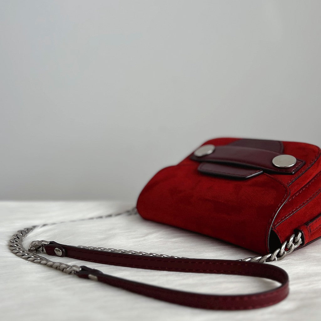 Stella Mccartney Bordeaux Flap Detail Small Crossbody Shoulder Bag Excellent
