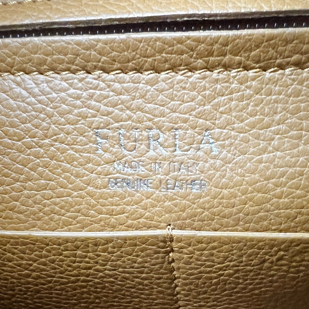 Furla Mustard Leather Front Buckle Shoulder Bag Excellent
