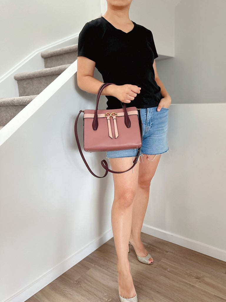 Kate Spade Tri-Tone Leather Front Bow Detail 2 Way Shoulder Bag Like New