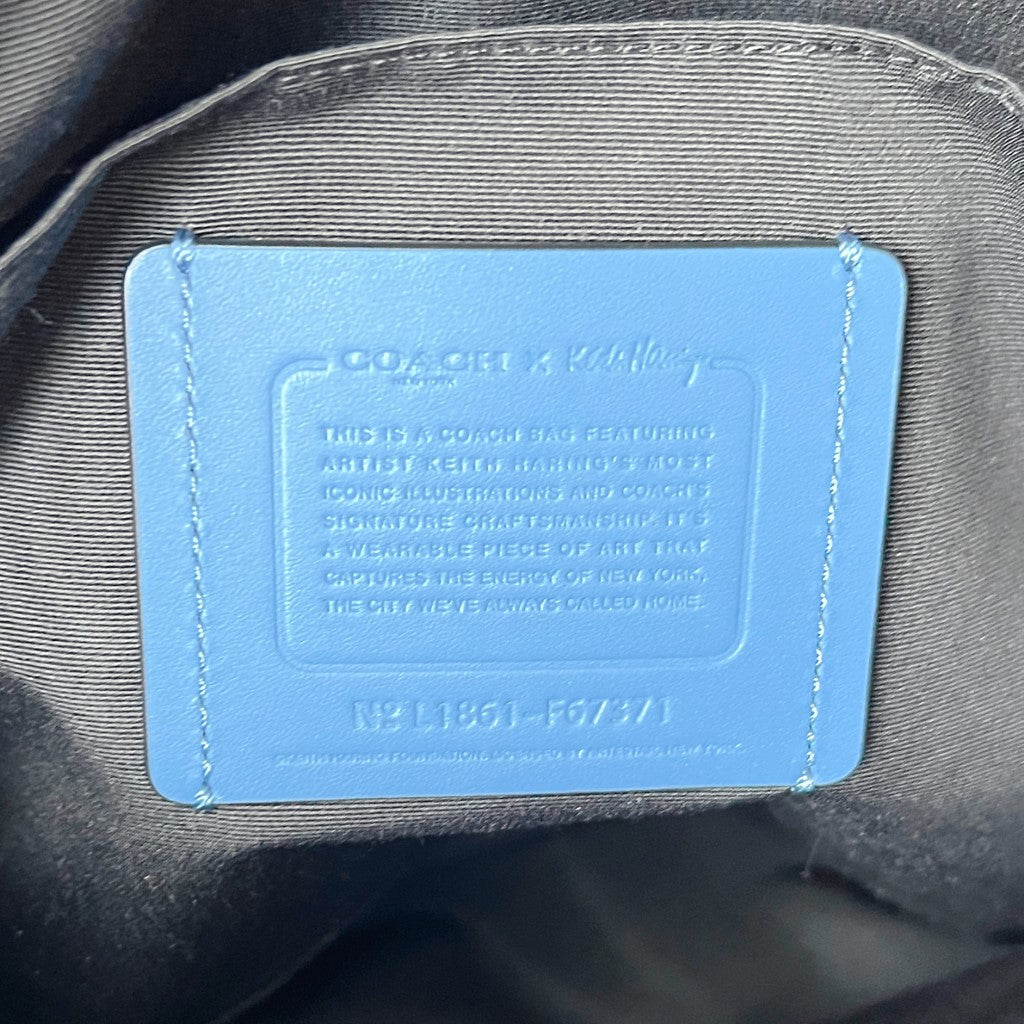 Coach Blue Leather Holiday Messenger Unisex Crossbody Shoulder Bag Like New