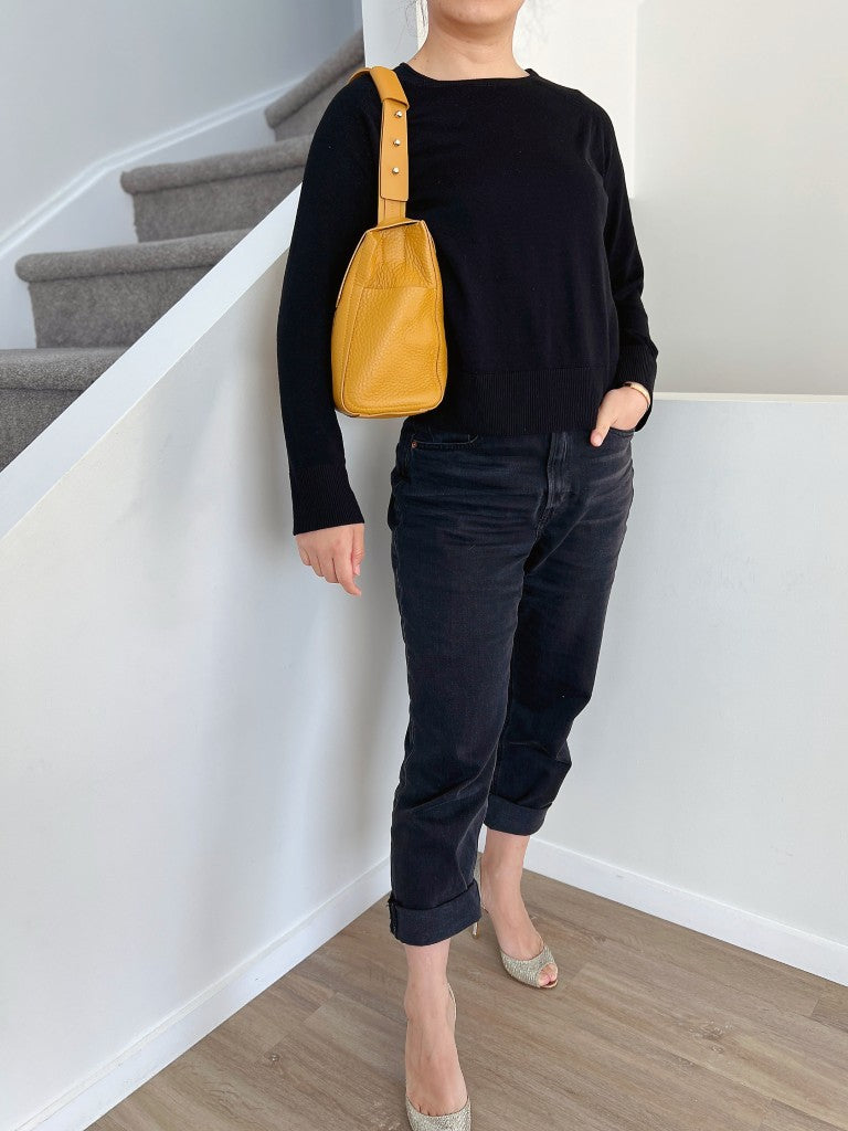 Furla Mustard Leather Front Buckle Shoulder Bag Excellent