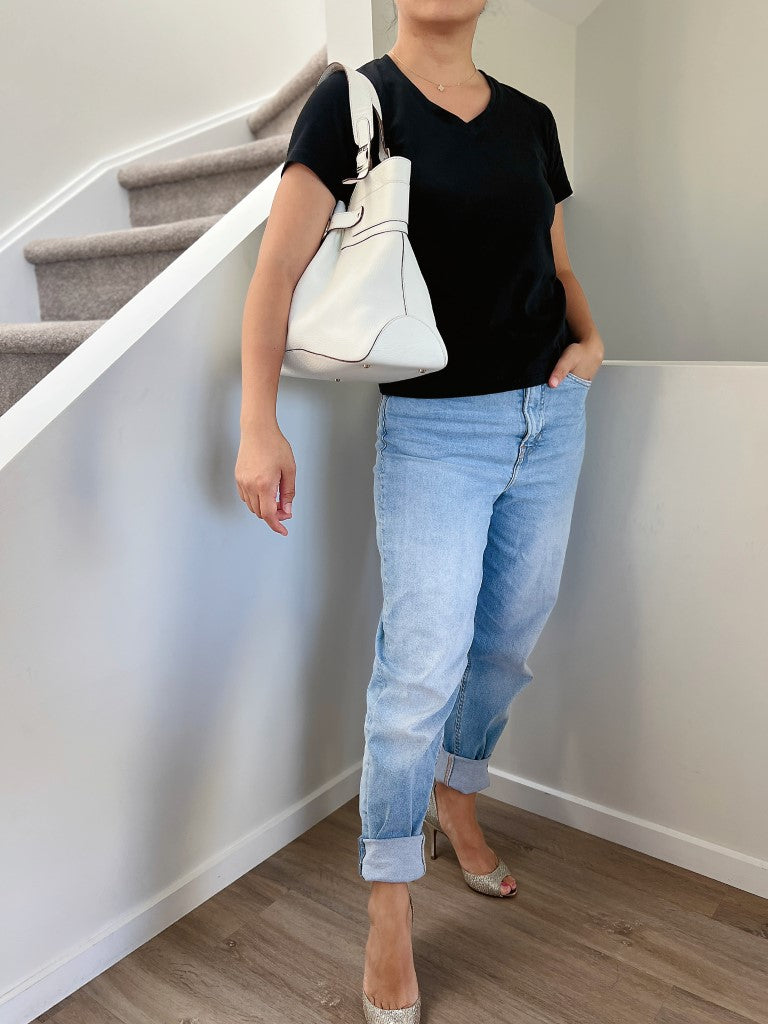 Anya Hindmarch White Leather Front Detail Shoulder Bag