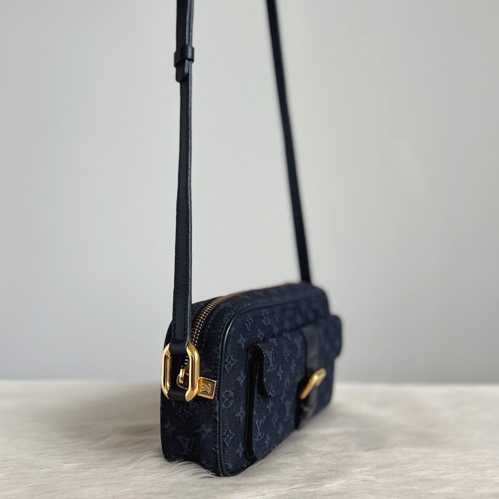 Louis Vuitton Navy Leather Monogram Julliet MM Crossbody Shoulder Bag Excellent