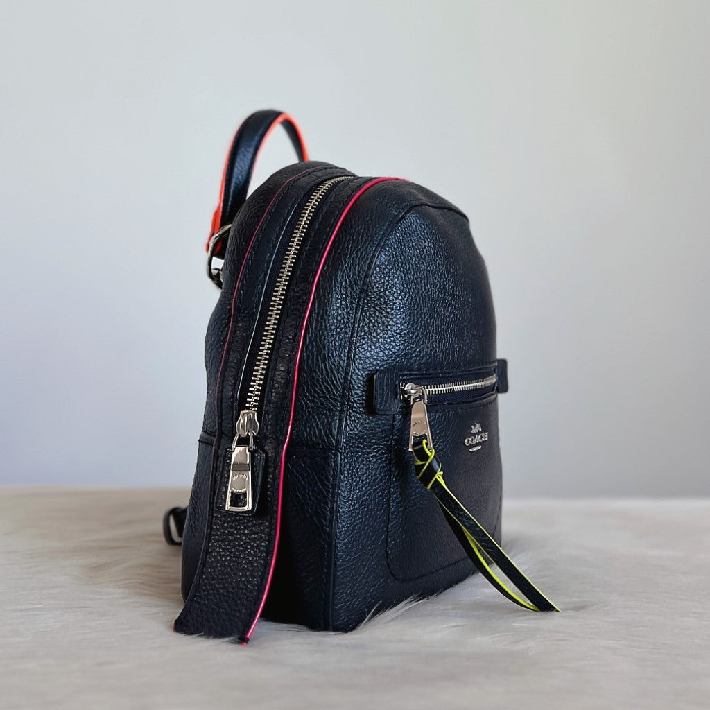 Coach Black Leather Front Logo 3 Way Mini Backpack Like New