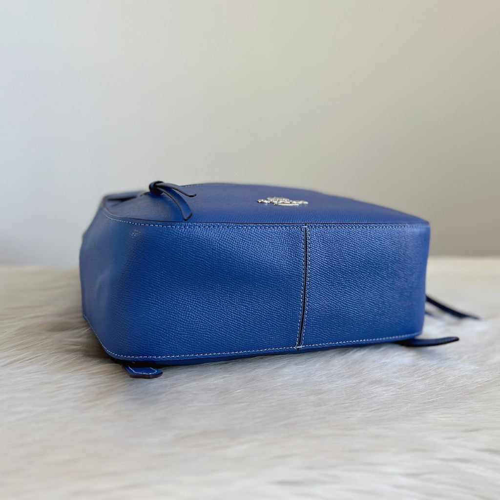 Coach Blue Leather Front Zip Pocket Backpack Excellent