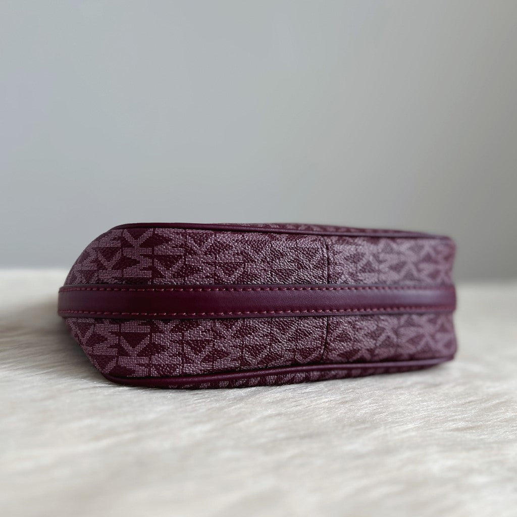 Michael Kors Plum MK Monogram Chain Detail Small Shoulder Bag Like New