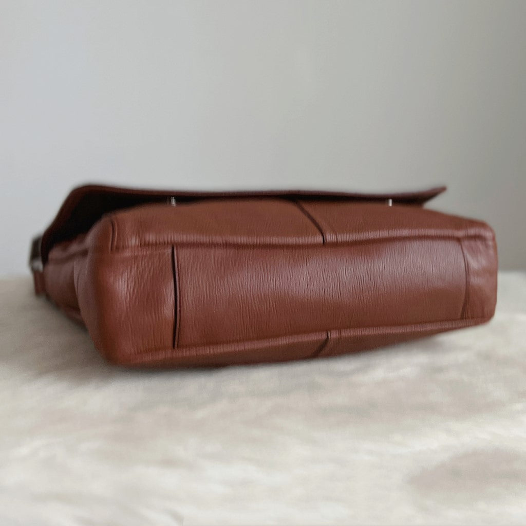 Coach Caramel Leather Large Business Unisex 2 Way Crossbody Bag Excellent