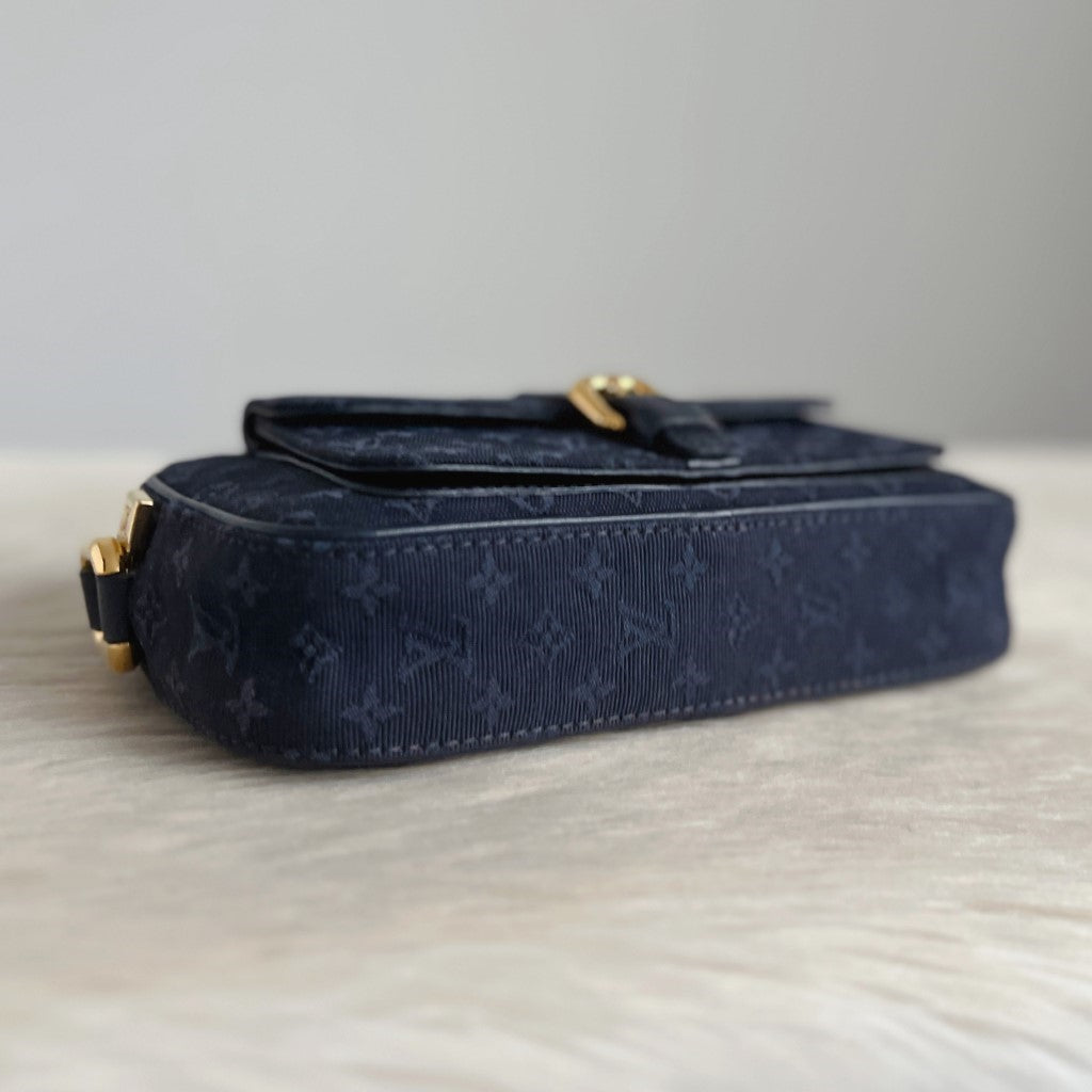 Louis Vuitton Navy Leather Monogram Julliet MM Crossbody Shoulder Bag Excellent