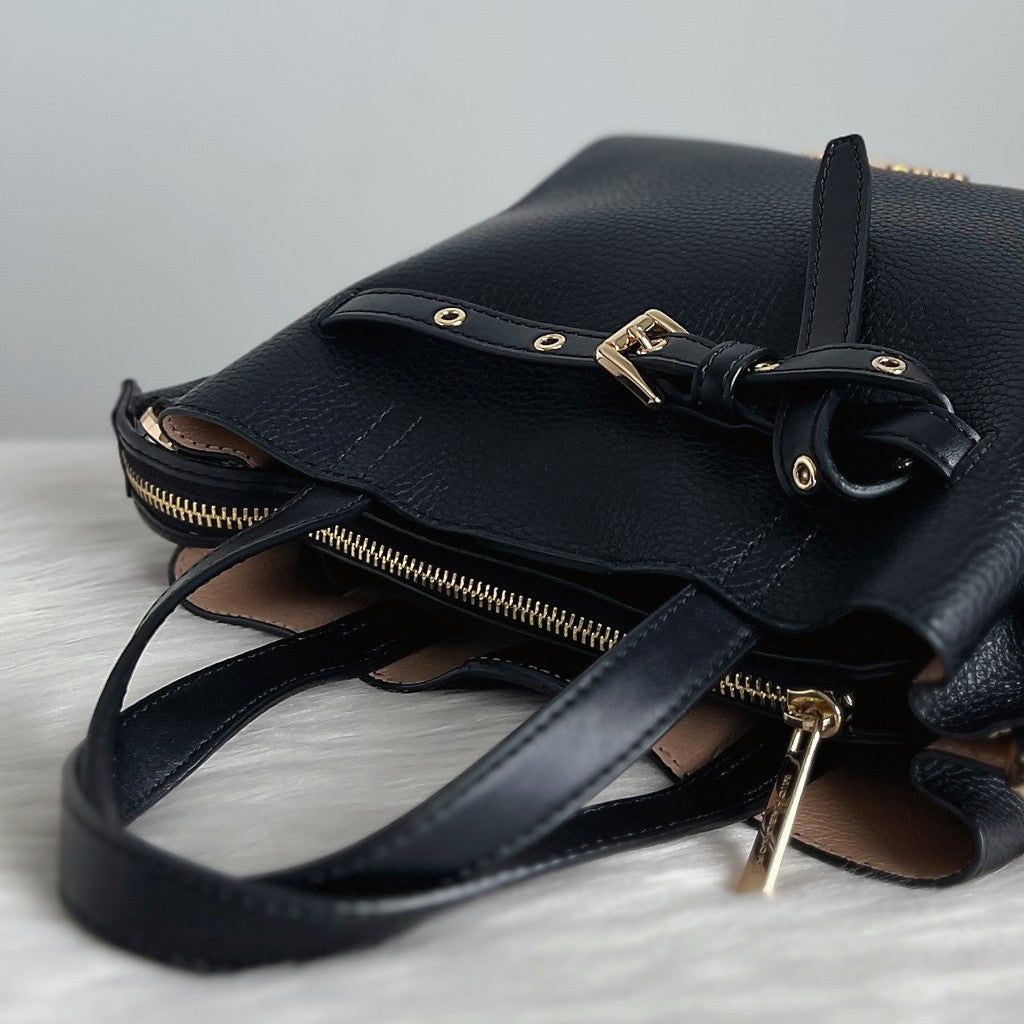 Michael Kors Black Leather Triple Compartment 2 Way Shoulder Bag Like New