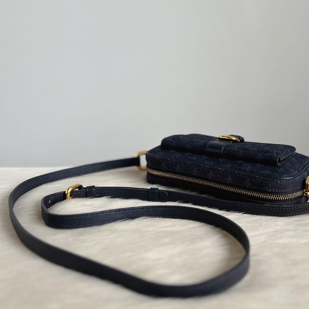 Louis Vuitton Navy Leather Monogram Julliet MM Crossbody Shoulder Bag Excellent