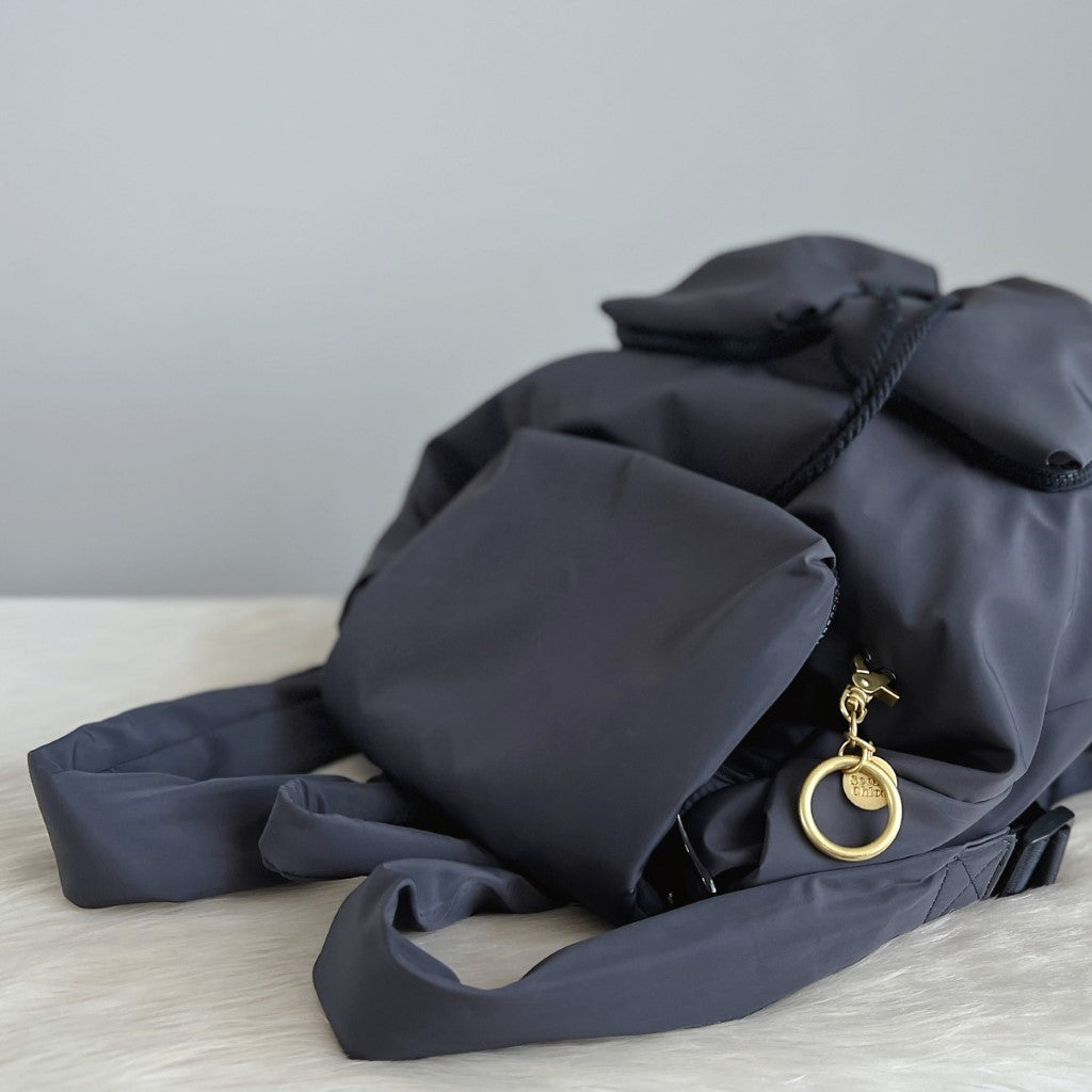 See by Chloe Dark Grey Drawstring Multi Pocket Backpack Like New