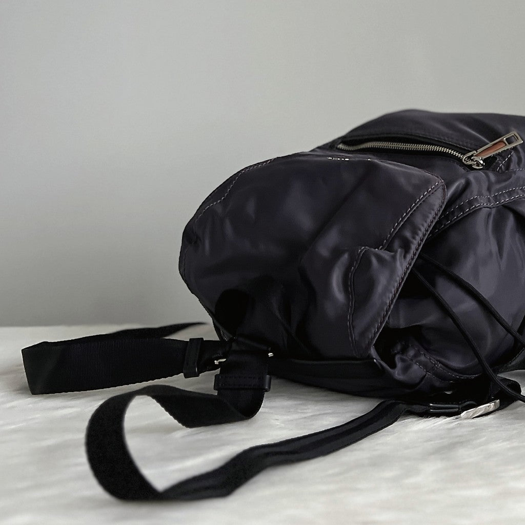 Marc Jacobs Dark Grey Front Logo Drawstring Backpack Like New