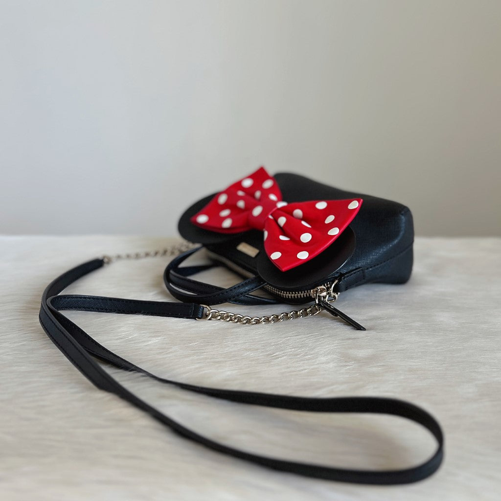 Kate Spade Black Leather Disney Detail Chain 2 Way Shoulder Bag