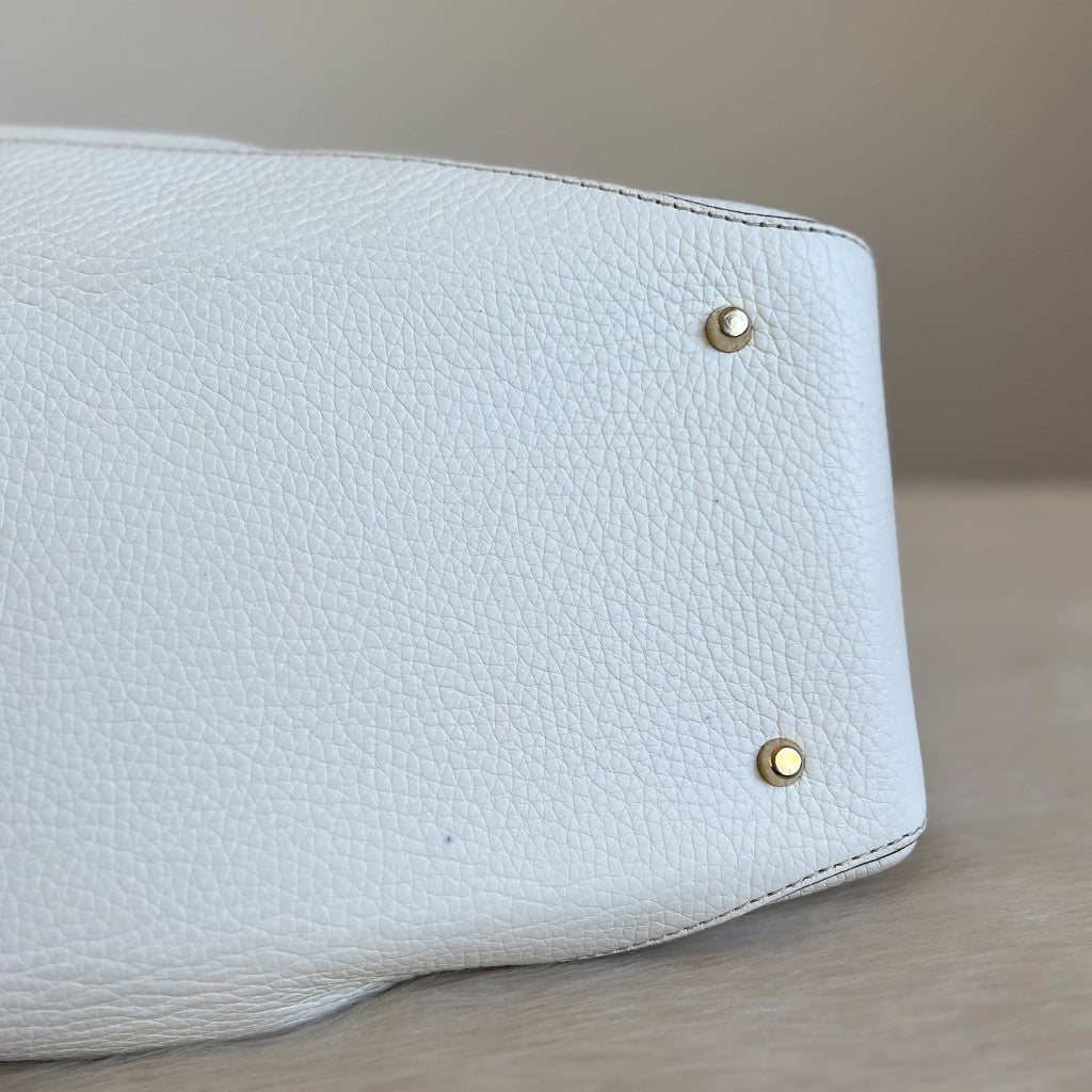 Anya Hindmarch White Leather Front Detail Shoulder Bag