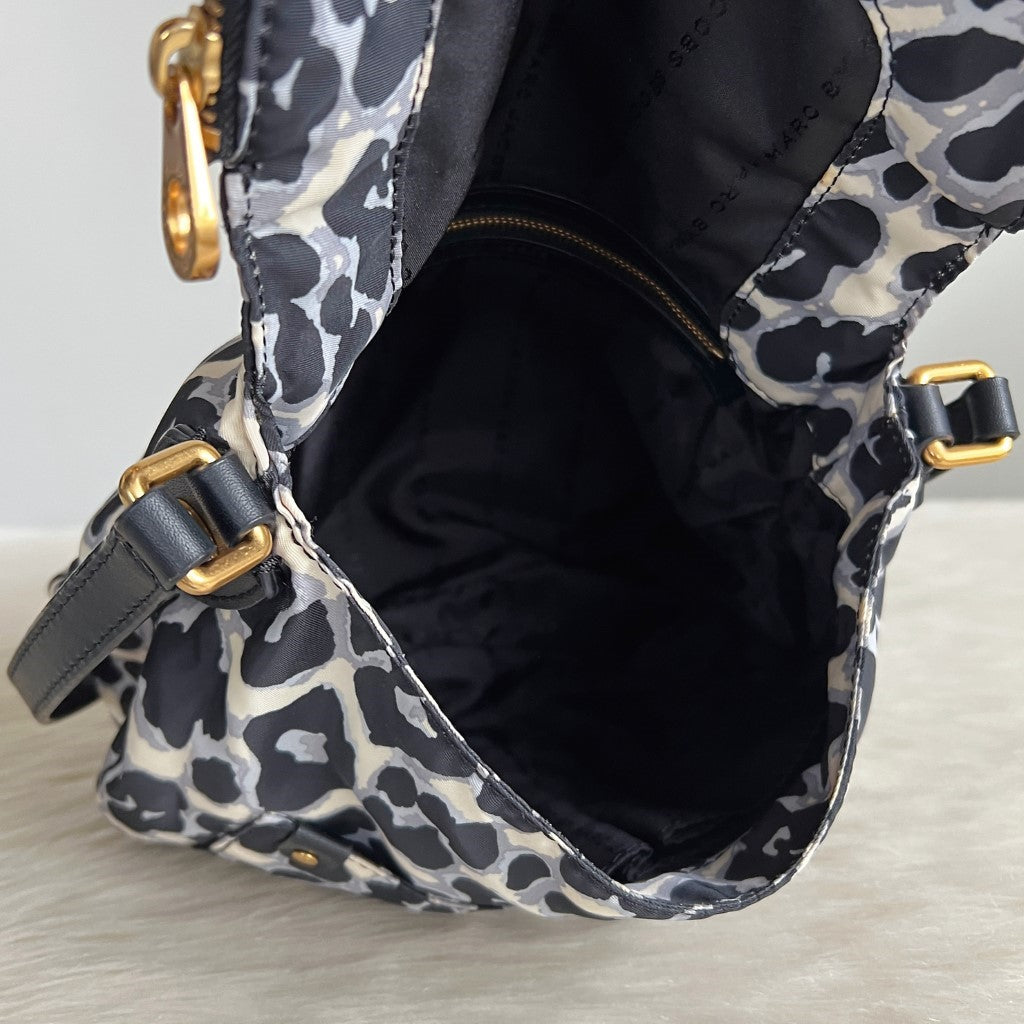 Marc Jacobs Black Leather Leopard Crossbody Shoulder Bag Excellent