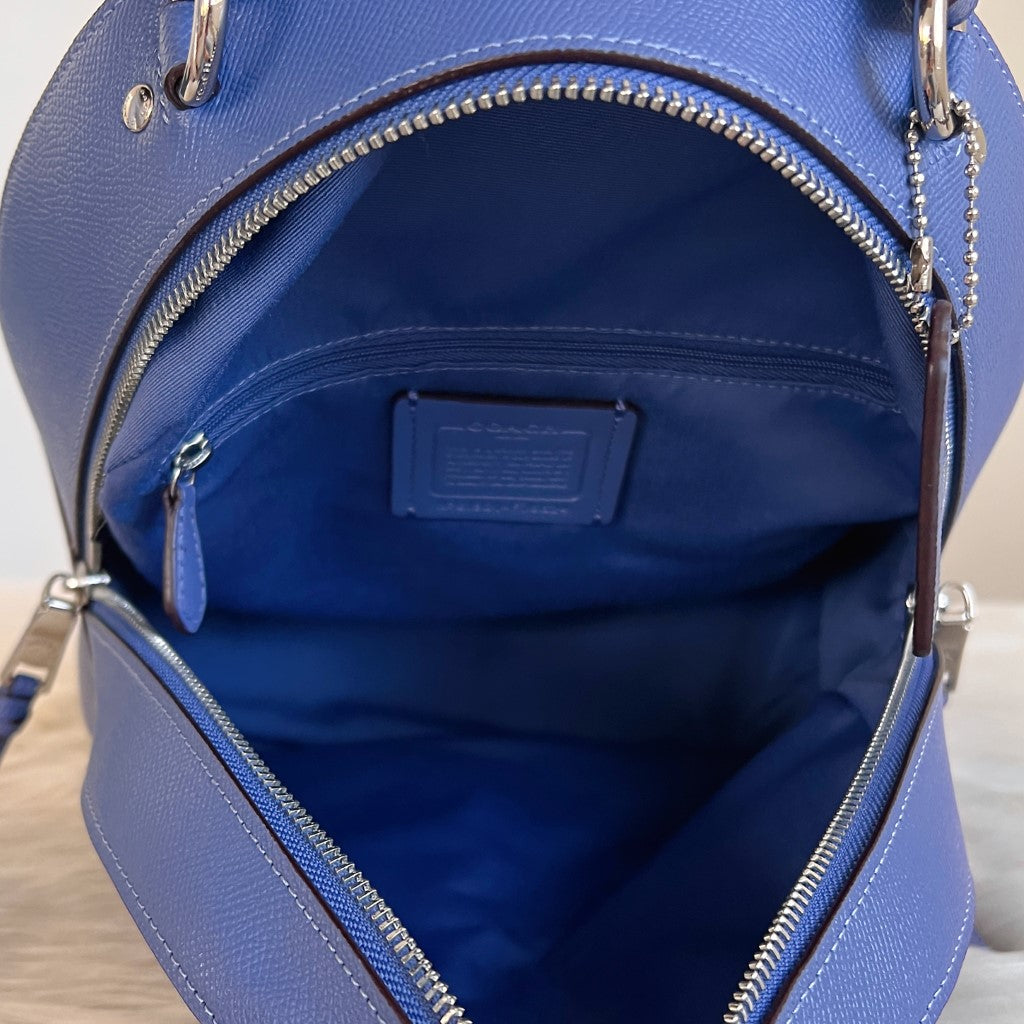 Coach Blue Leather Front Zip Pocket Backpack Excellent