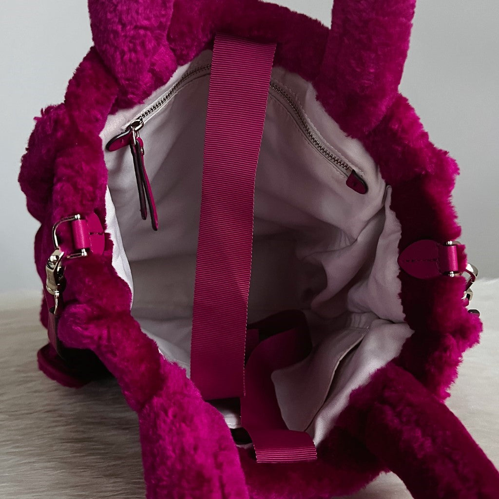 Kate Spade Fuchsia Teddy Shopper 2 Way Shoulder Bag Like New