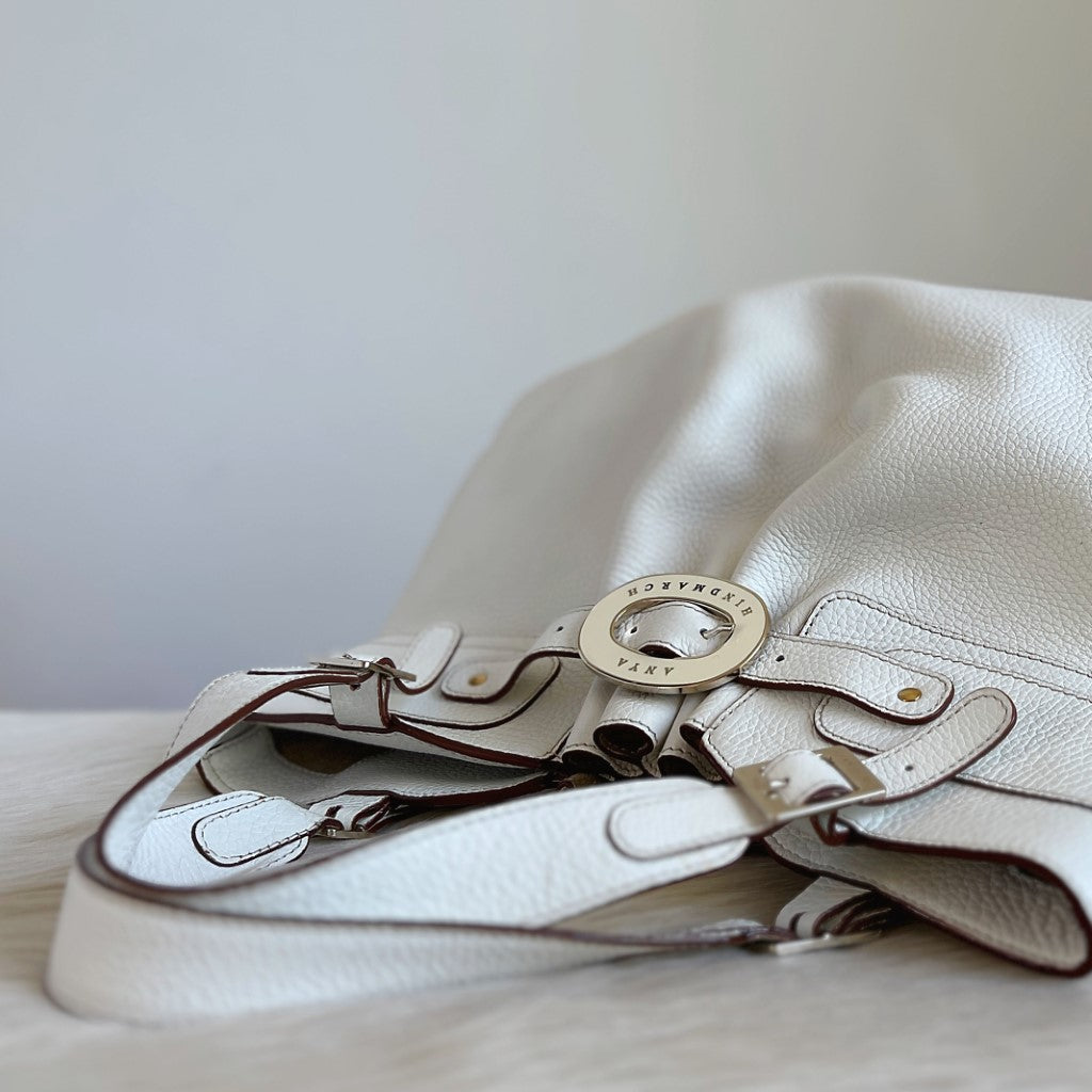Anya Hindmarch White Leather Front Detail Shoulder Bag