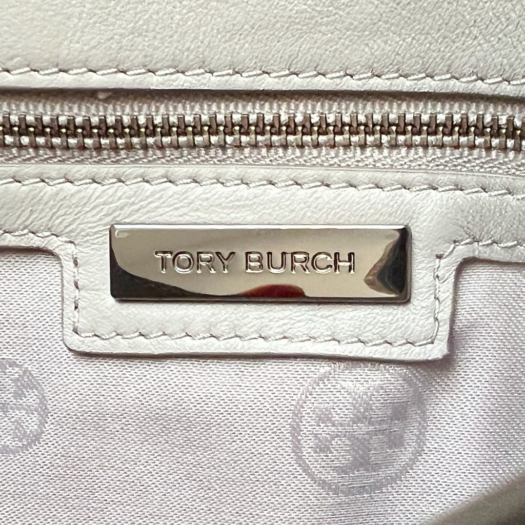 Tory Burch Grey Leather Front Logo Chain Strap Shoulder Bag Like New