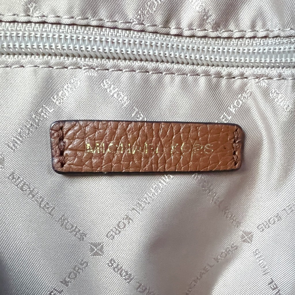 Michael Kors Caramel Leather Monogram Triple Compartment Shoulder Bag Like New