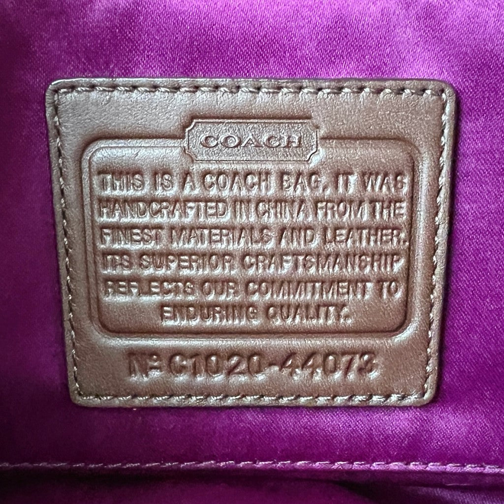 Coach Brown Leather Monogram Small Boston Shoulder Bag Excellent