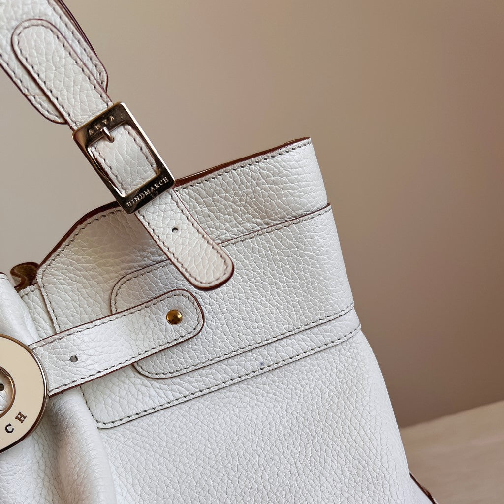 Anya Hindmarch White Leather Front Detail Shoulder Bag