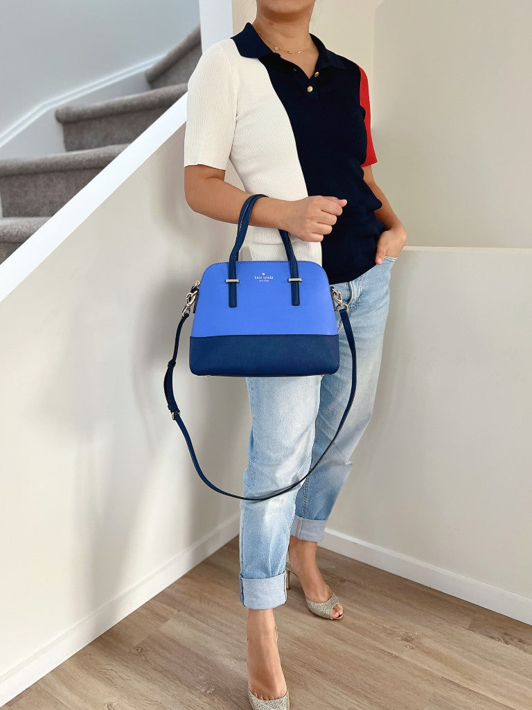 Kate Spade Two Tone Leather Front Logo 2 Way Shoulder Bag Like New