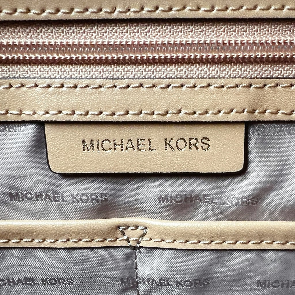 Michael Kors Two Tone Leather Monogram Carryall Shoulder Bag Excellent