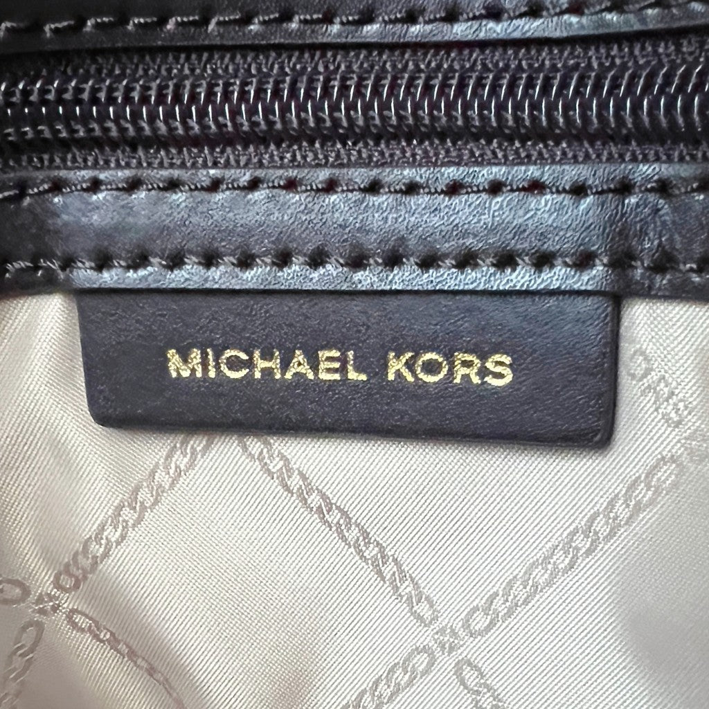 Michael Kors Dark Chocolate Leather Monogram Front Logo 2 Way Shoulder Bag Like New