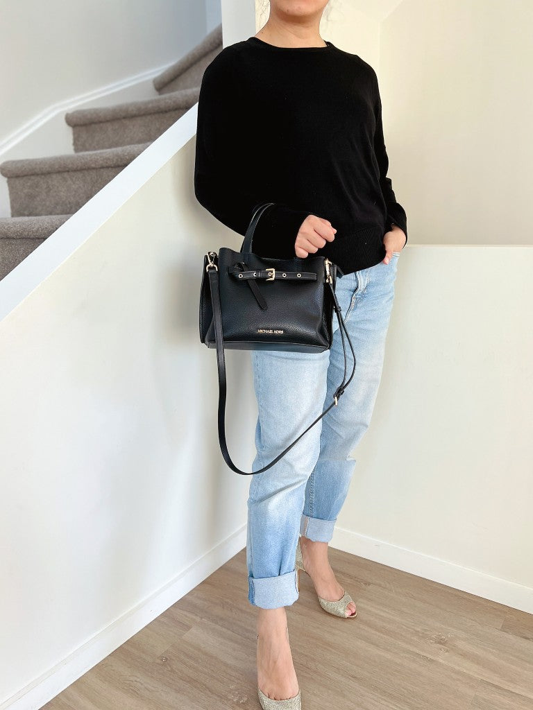 Michael Kors Black Leather Triple Compartment 2 Way Shoulder Bag Like New