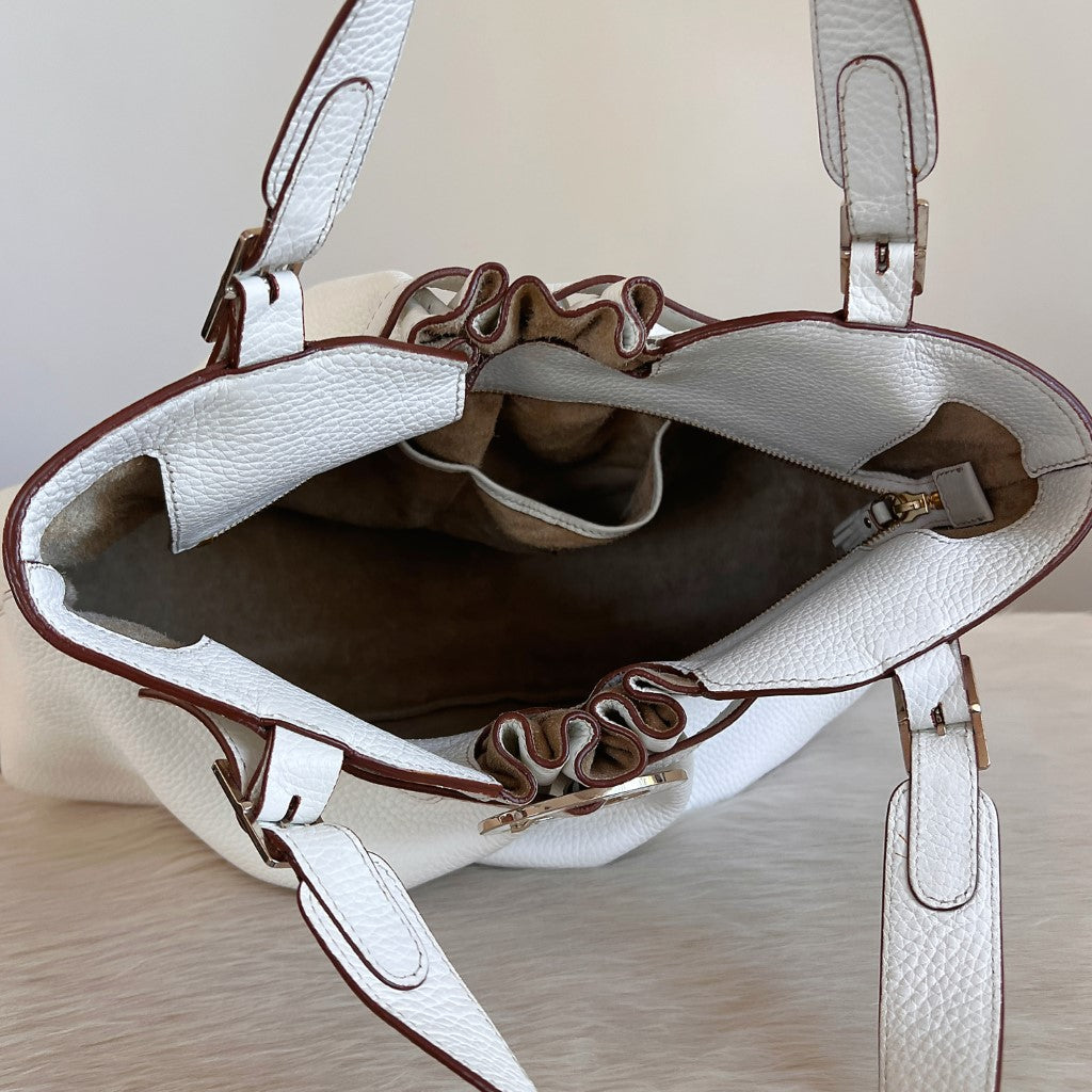 Anya Hindmarch White Leather Front Detail Shoulder Bag