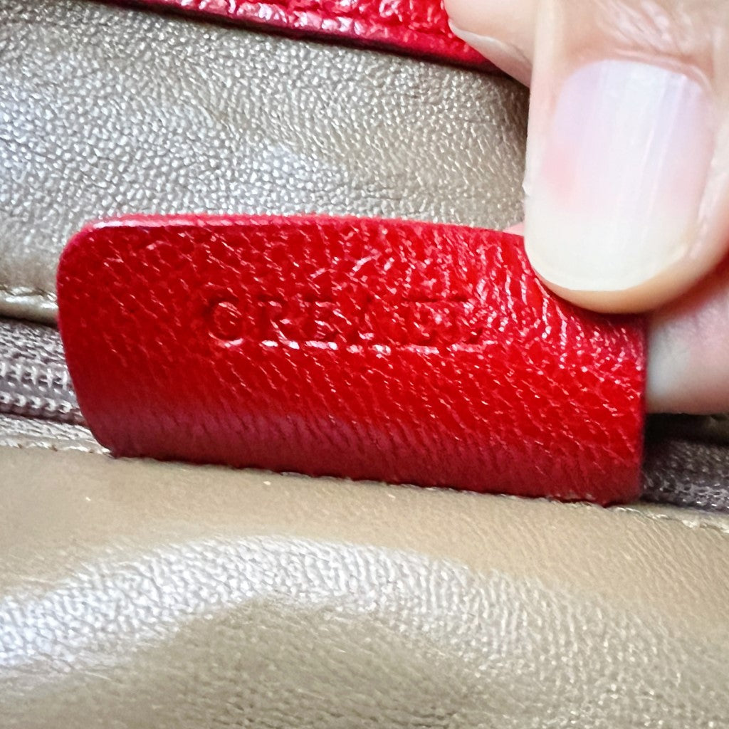 Bvlgari Red Leather Front Double Ring Detail Shoulder Bag
