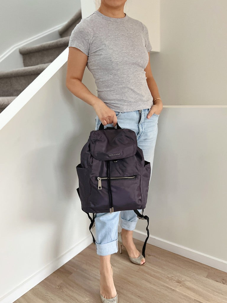 Marc Jacobs Dark Grey Front Logo Drawstring Backpack Like New
