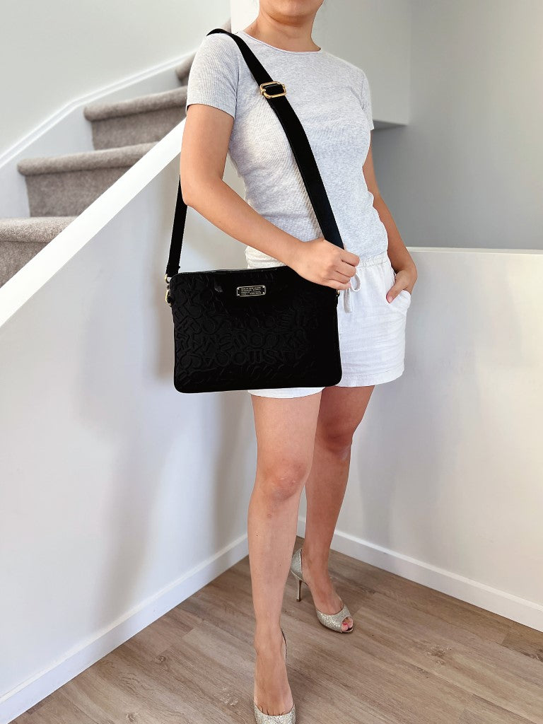Marc Jacobs Black Front Logo 2 Way Laptop Shoulder Bag