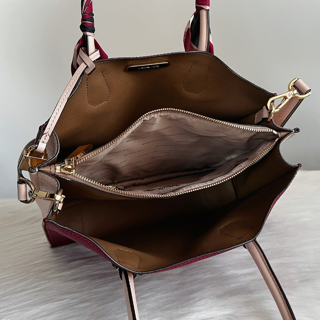 Michael Kors Two Tone Leather Triple Compartment 2 Way Shoulder Bag Like New