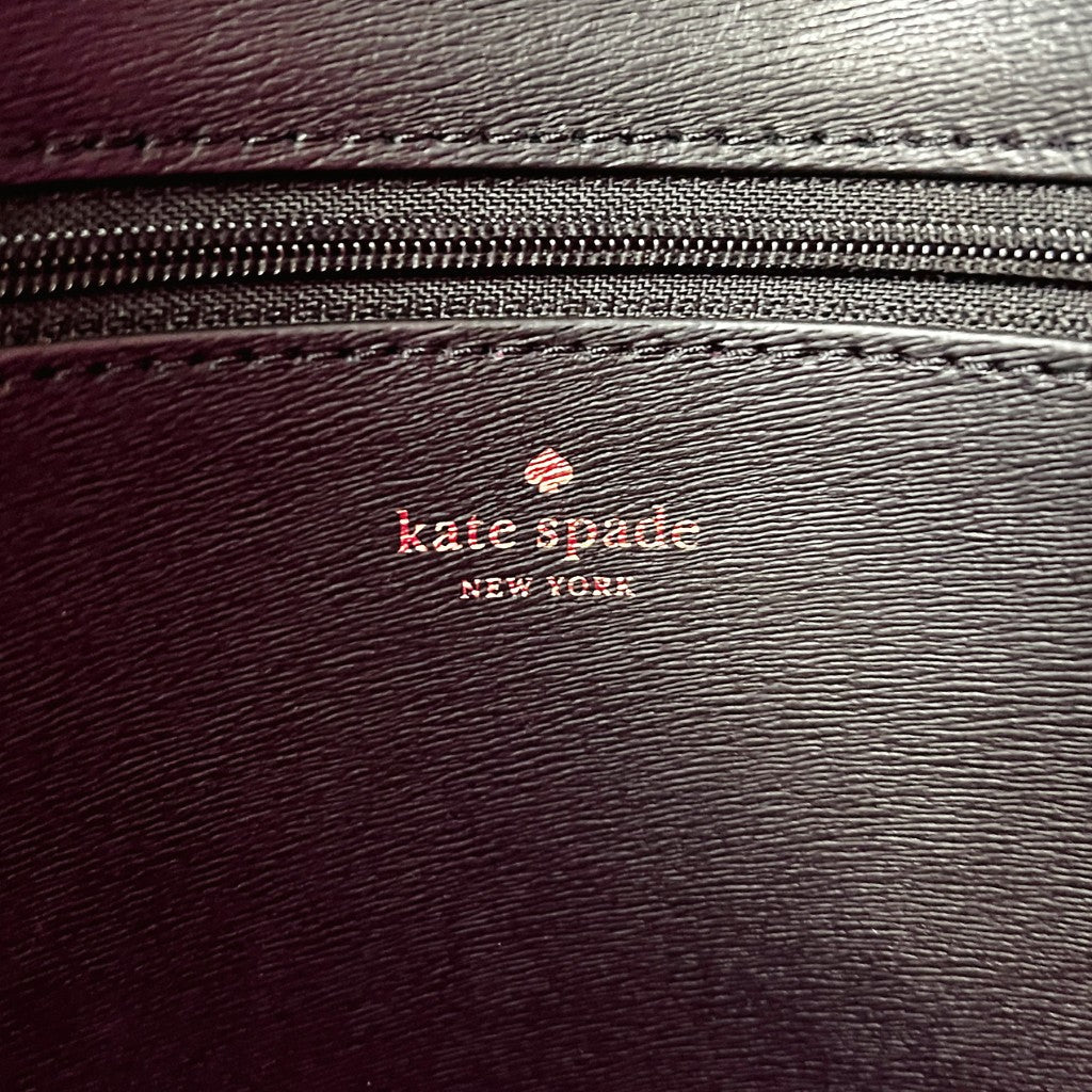 Kate Spade Black Leather Front Flower Turn Lock Shopper Shoulder Bag Like New