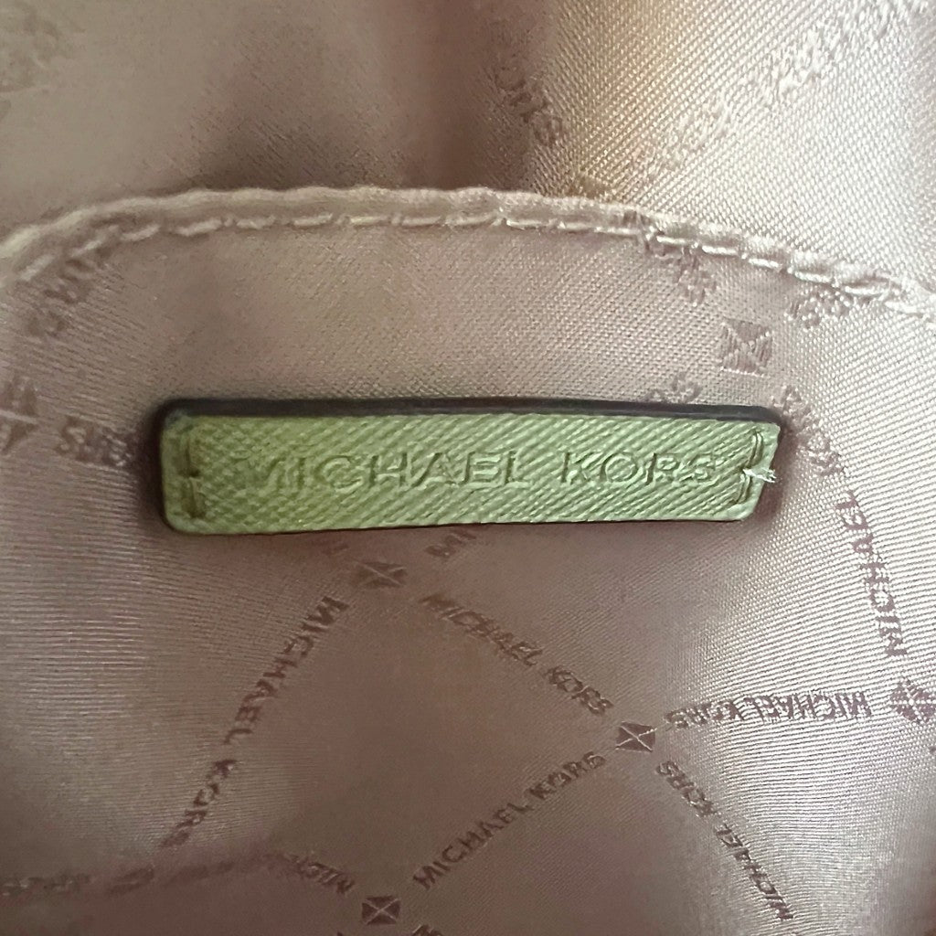 Michael Kors Green Leather Monogram Camera Crossbody Shoulder Bag Like New