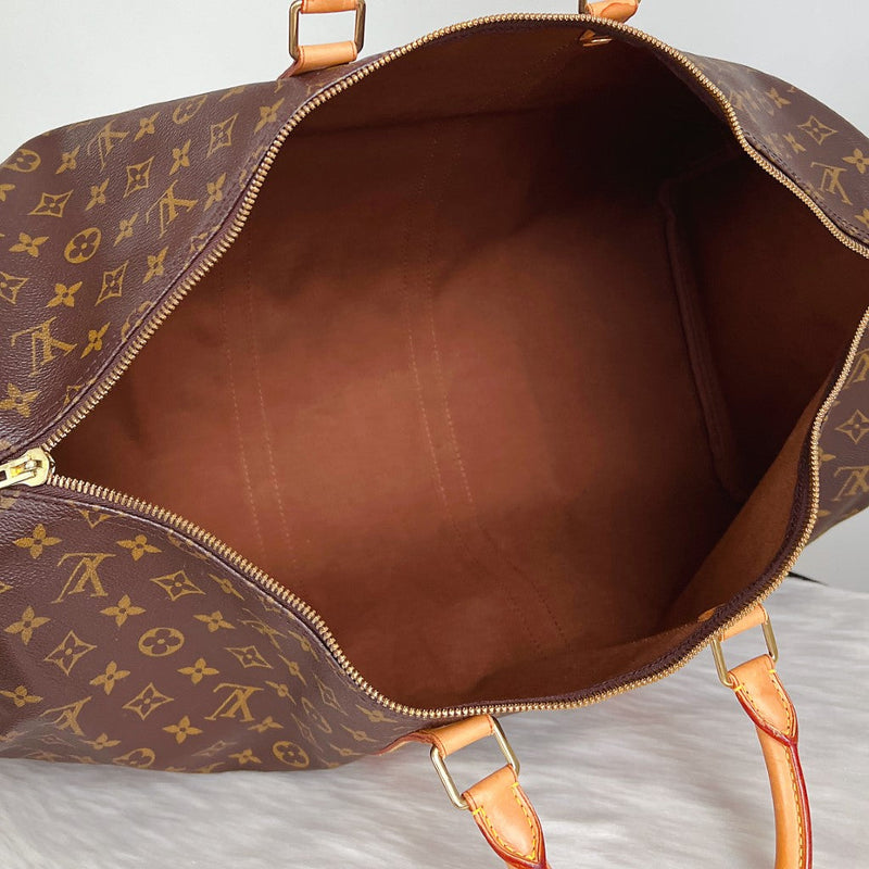 Louis Vuitton Signature Monogram Keepall 55 Travel Bag + Lock & Key