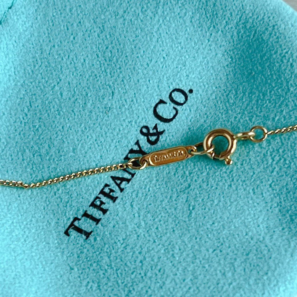 Tiffany & Co. 18K Yellow Gold 1P Diamond Open Leaf Necklace Excellent