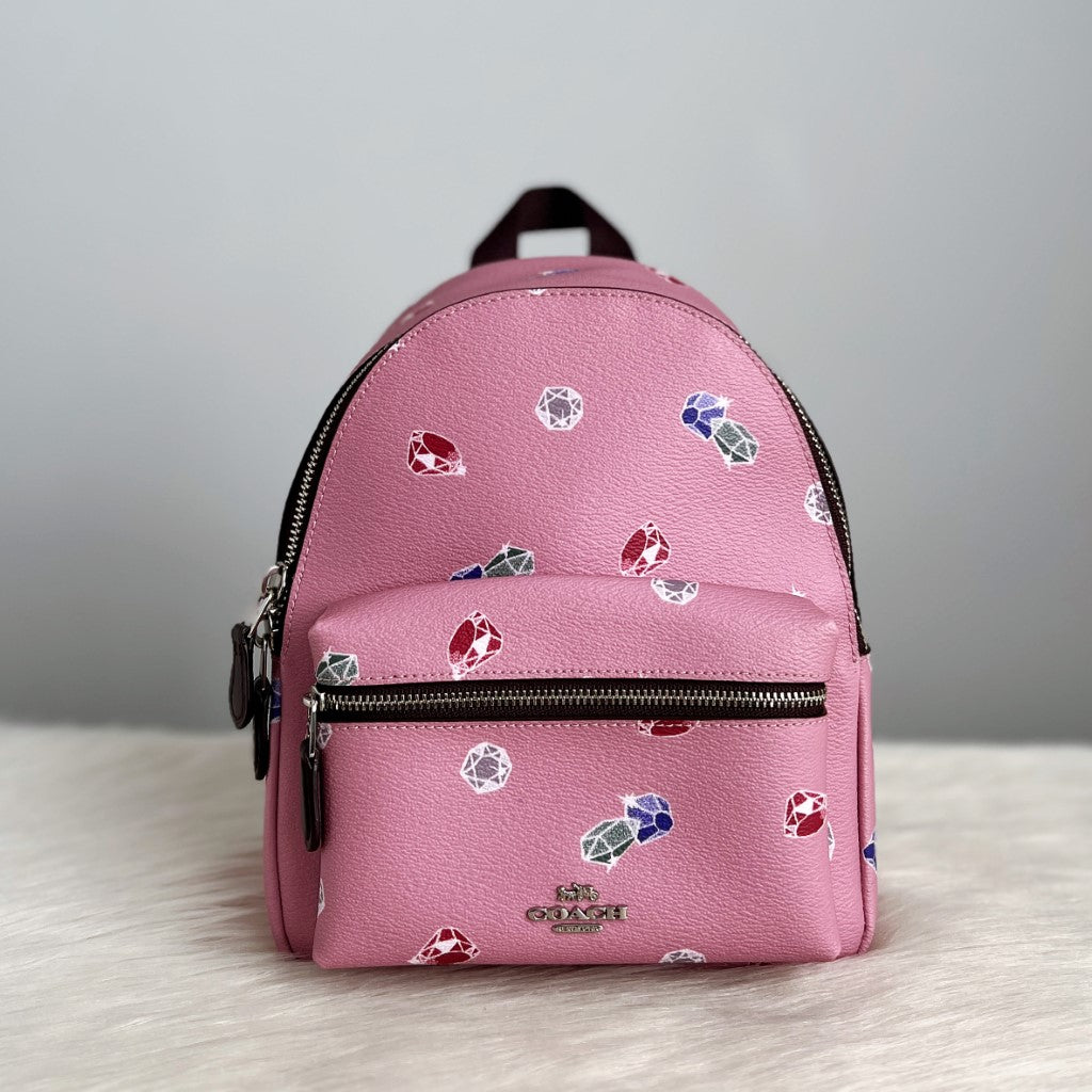 Coach Pink Pattern Mini Backpack Like New