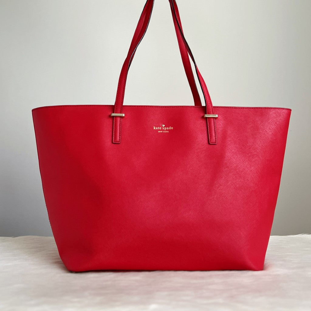 Kate spade red leather tote hotsell