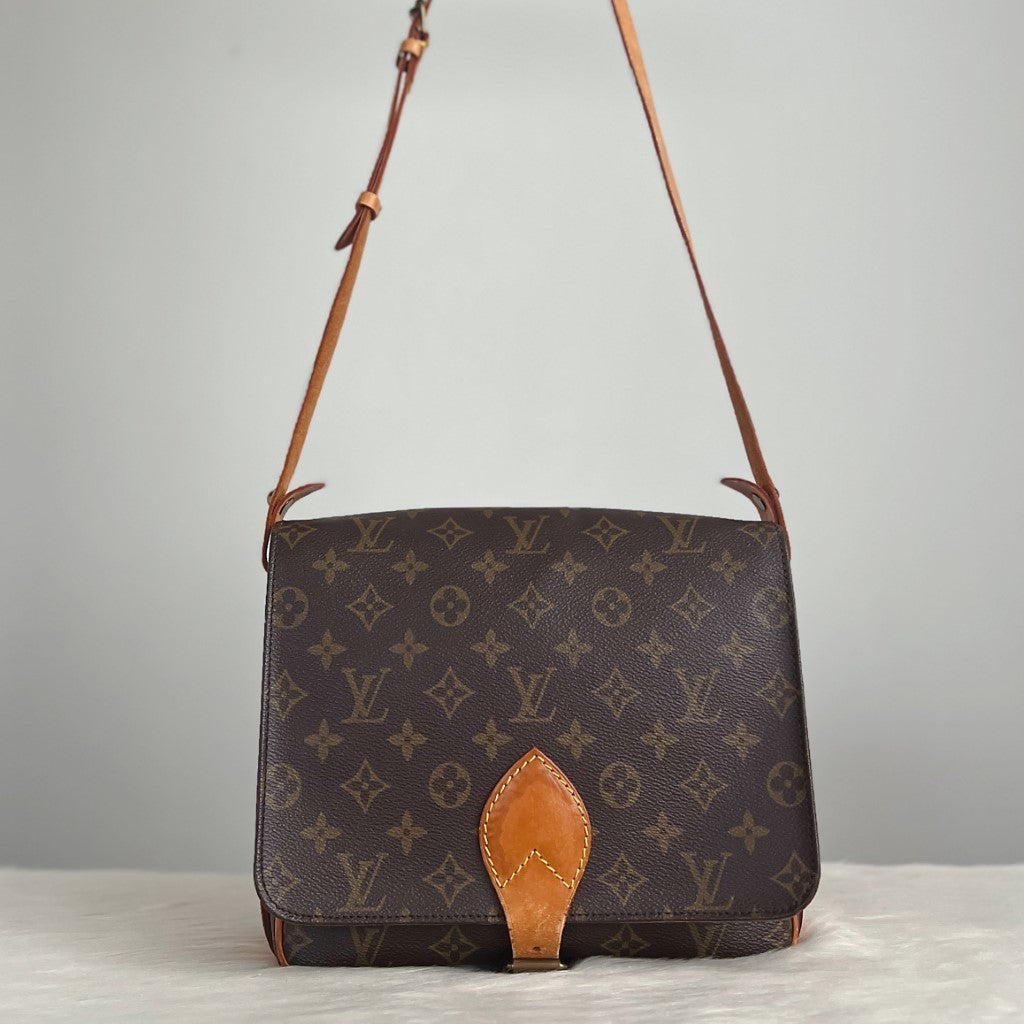 Cartouchiere Monogram Leather Cross Body Bag